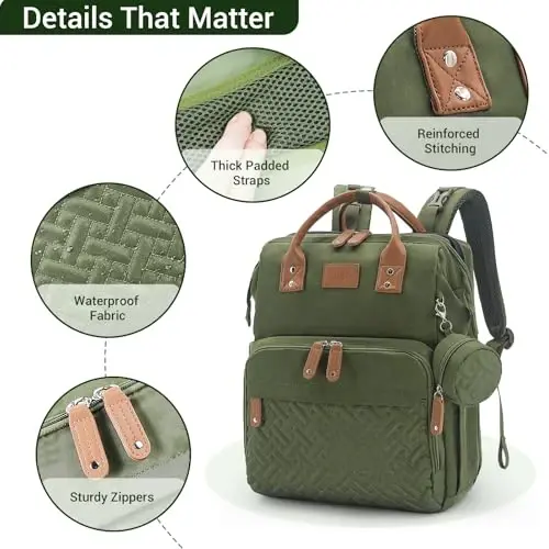 JOLLITO Diaper Bag Backpack with Changing Station Large Capacity Multifunction Baby Bags for Boy Girl Travel For Moms Dads Baby Registry Search Essentials Shower Gifts - 5