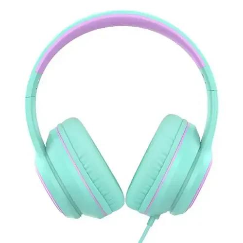 JOMILIN A8 Bolalar uchun Mikrofonli Quloqchinlar, Yengil Katlanadigan Stereo Bass Quloqchinlar 1.5M Chaqiriqsiz Sim bilan, Smartfon Planshet Kompyuter MP3 / 4 Uchun Ko'chma Simli Quloqchinlar (Yashil) - JOMILIN (1)