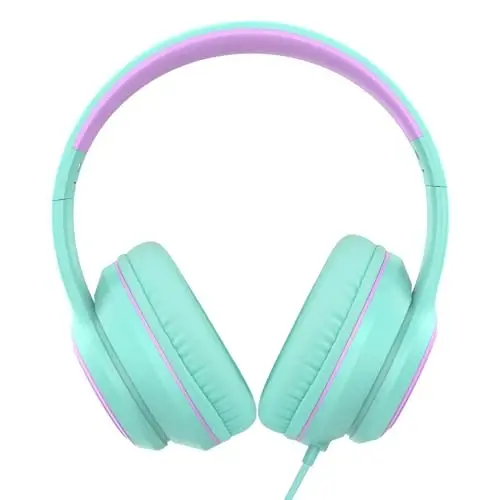 JOMILIN A8 Wired Over-Ear Headphones with Microphone, Lightweight Folding Portable Headset with 1.5M No-Tangle Cord, 3.5mm Plug in Headphones for Smartphone Tablet Computer MP3 / 4 (Green) - 2
