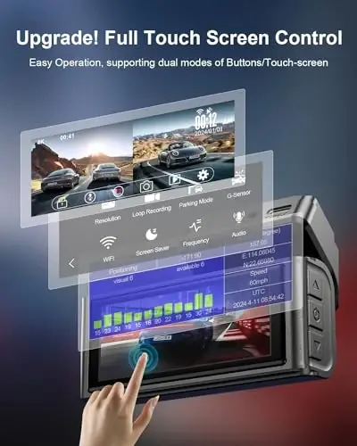 JOMISE 4K Dash Cam Front and Rear, 3.16” IPS Touch Screen, 64GB Card Included, Dual Dash Camera for Cars, Built-in GPS Wi-Fi, UHD 2160P Night Vision, WDR, 24H Parking Monitor (J6) - 2