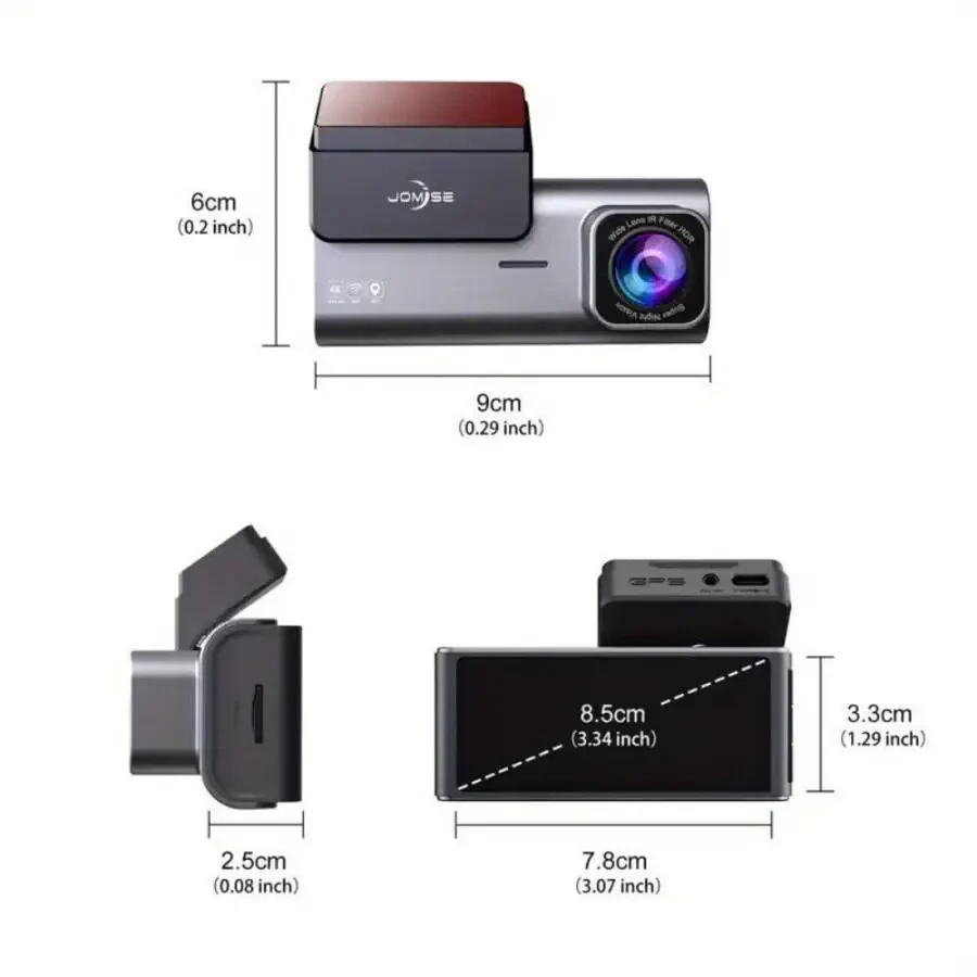 JOMISE Dual Dash Cam Front Rear 4K Full HD Camera Cars Wi-Fi GPS 170° G-Sensor Night Vision - 9