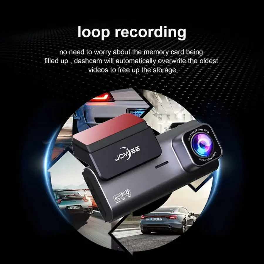 JOMISE Dual Dash Cam Oldin Orqa 4K Full HD Kamera Avtomobillar Wi-Fi GPS 170° G-Sensor Kechasi Ko'rish - 4