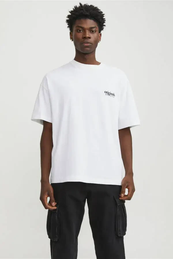 JORBARI BACK TEE SS CREW NECK oq oq erkaklar uchun futbolka - 1