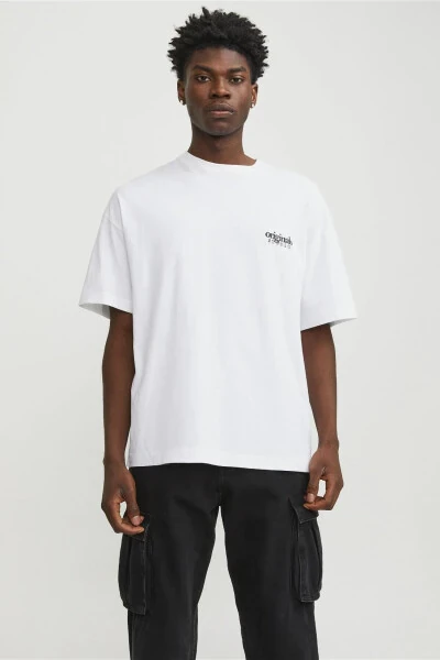 JORBARI BACK TEE SS CREW NECK white men's t-shirt - JACK & JONES