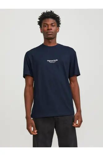 JorVesterbro Rahat Kesim Tişört 12240121 - Lacivert - JACK & JONES (1)
