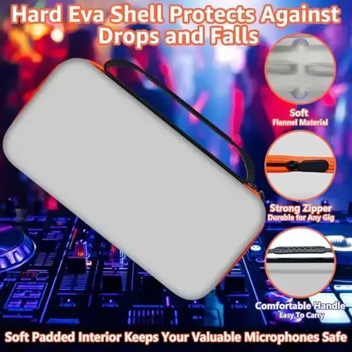 JOSMAX Беспроводной Микрофон Чехол Совместим с J-B-L Беспроводной Два Микрофона Система, Портативный Ручной Двойной Микрофон Сумка для Путешествий для Пения или Караоке для Приемников, Адаптеров, AA Батареек - Серый - 4