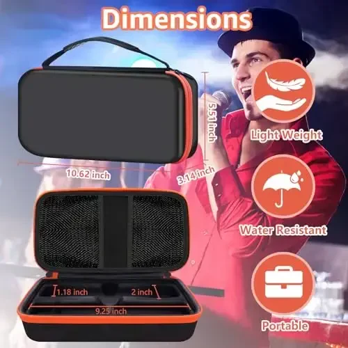 JOSMAX Wireless Microphone Case Compatible with JBL Wireless Two Microphone System, Portable Handheld Dual Mic Travel Storage Bag for Singing or Karaoke for Receivers, Adapters, AA Batteries - Purple - 5