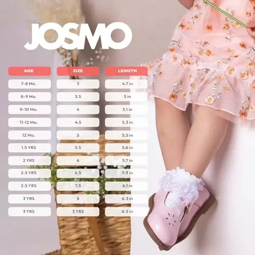 Josmo Baby Girls Maryjane Flats Slipon - Newborn Infant Formal Dress Shoes School Mary Janes (Size 3-8 Infant-Toddlers) - 7