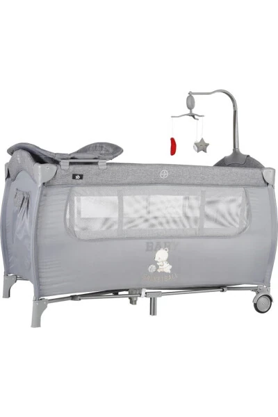 Joy Plus Baby Playpen Bed Crib-GRAY - SUNNY BABY