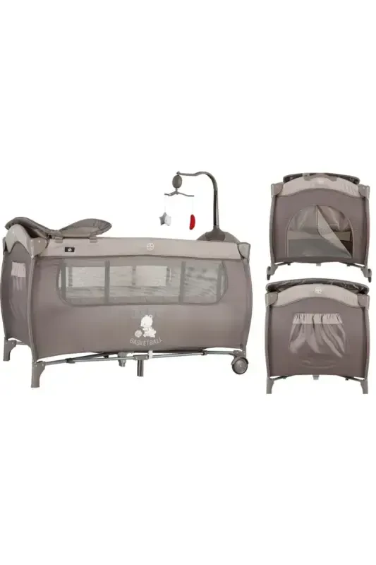 Joy Plus Baby Playpen Bed Crib with Mattress Gift-beige - SUNNY BABY