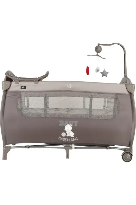 Joy Plus Baby Playpen Bed Crib with Mattress Gift-beige - 3