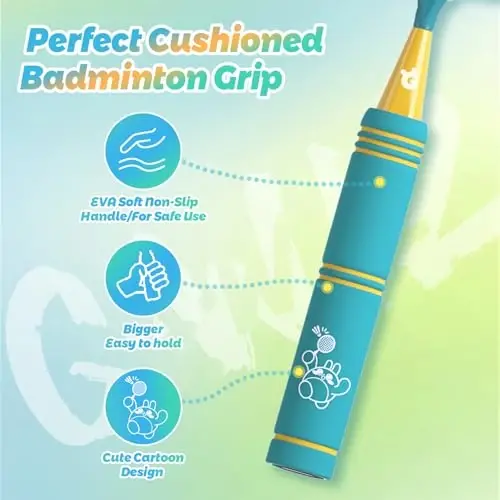 JOY SPOT! Kids Badminton Rackets Set with Soft Grip, Oversize & Lightweight Shuttlecocks Racquet with Carry Bag for Children Youth, 2 Player Sport Game for Indoor Outdoor Backyard - 4