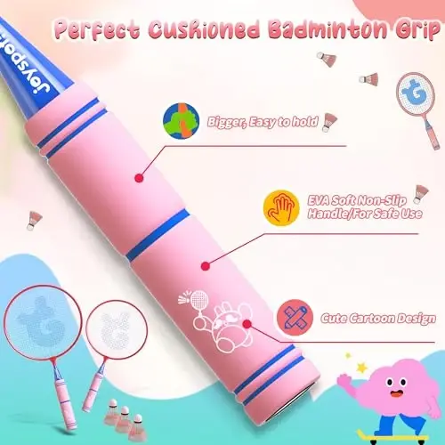 JOY SPOT! Kids Badminton Rackets Set with Soft Grip, Oversize & Lightweight Shuttlecocks Racquet with Carry Bag for Children Youth, 2 Player Sport Game for Indoor Outdoor Backyard - 4