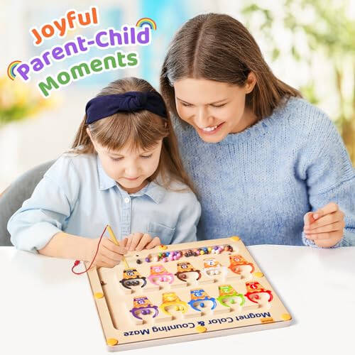 JoyCat Manyetik Renk ve Sayı Labirenti - Montessori Ahşap Renk Eşleştirme Sayma Manyetik Bulmaca Tahtası - 3 4 5 Yaşındaki Kız ve Erkek Çocuklar İçin İnce Motor Becerileri Öğrenme Oyuncakları - 2