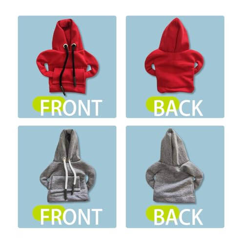 JOYCOURT 2PCS Car Gear Shift Cover, Fashionable Hoodie Car Shift Knob, Winter Warm Gear Shift Knob Cover Sweater Shirt, Auto Interior Accessories, Universal Car Decor Accessories (Red&Gray) - 7