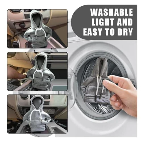 JOYCOURT Car Gear Shift Hoodie, Fashionable Gear Shift Knob Cover, Mini Hoodie for Auto Shifter, Auto Interior Cute Gadgets, Universal Car Decor Accessories - 6