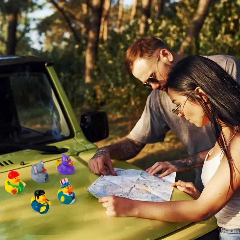 Joyfy 15 Pcs Rubber Ducks, Random Assortment Mini Rubber Duckie Toys with Mesh Carry Bag for Kids Baby Bath Shower Toys, Birthday Gifts, Summer Beach Pool Activity, Party Favors - 3