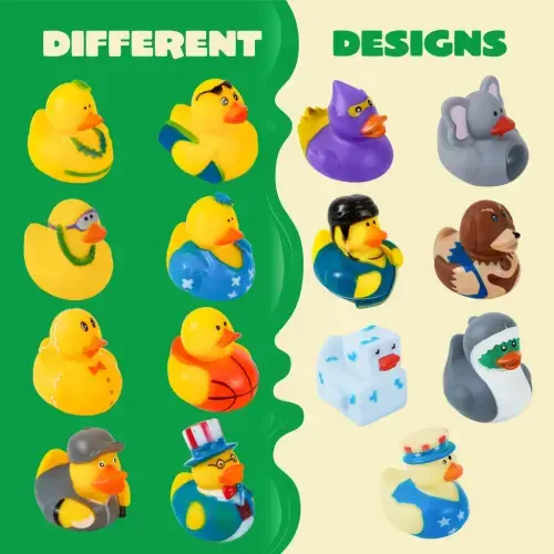 Joyfy 15 Pcs Rubber Ducks, Random Assortment Mini Rubber Duckie Toys with Mesh Carry Bag for Kids Baby Bath Shower Toys, Birthday Gifts, Summer Beach Pool Activity, Party Favors - 11