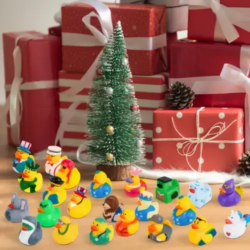 Joyfy 30 Pcs Rubber Ducks, Random Assortment Mini Rubber Duckie Toys for Kids Baby Bath Pool Toys, Christmas & Birthday Gifts, Party Favors for Halloween, Easter Egg Fillers - 3