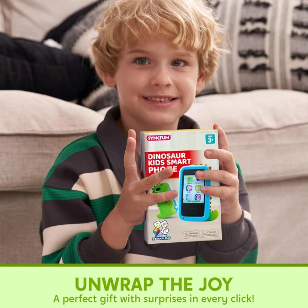 Joyfy Kids Smart Phone for Boys Kids Toys, Toddler Phone Toys with Dual Camera, Game, Music Player, Alarm Clock, 8GB Card, Best Christmas Birthday Gift for 3-11 Year Old(Dinosaur) - 4