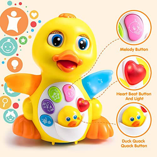 JOYIN Bebek Oyuncakları Ördek, Bebek Müzikli Oyuncaklar 18+ Ay, Karın Zamanı Oyuncakları Müzik ve Işıklarla, Işıklı Öğrenme Oyuncakları, Dans Eden Emekleme Bebek Oyuncağı, Bebek Paskalya Sepeti Doldurma Hediyeleri - 3