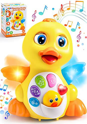 JOYIN Baby Toys Duck, Infant Dancing Crawling Musical Toys 18+ Months, Tummy Time Light Up Learning Duck with Music & Lights, Baby Easter Basket Stuffers Gifts - 1