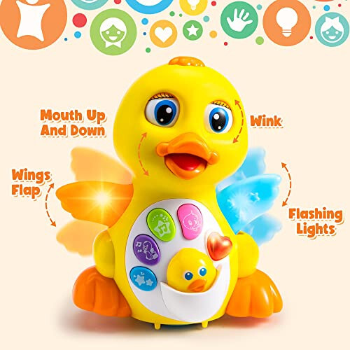 JOYIN Baby Toys Duck, Infant Dancing Crawling Musical Toys 18+ Months, Tummy Time Light Up Learning Duck with Music & Lights, Baby Easter Basket Stuffers Gifts - 4