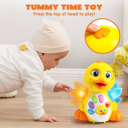 JOYIN Baby Toys Duck, Infant Dancing Crawling Musical Toys 18+ Months, Tummy Time Light Up Learning Duck with Music & Lights, Baby Easter Basket Stuffers Gifts - 6