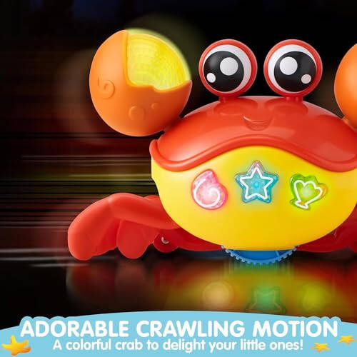 JOYIN Crawling Crab Baby Toy - Tummy Time Toy for Boys Girls, Interactive Big Crab Toy with Intelligent Sensor, Lights Buttons, Dancing Crab Auto-Avoiding Obstacles, Gift for Toddlers - 3