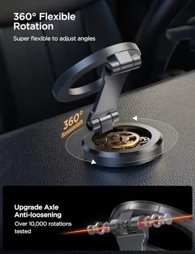 JOYROOM Fits iPhone 16/16 Pro Max MagSafe Car Mount, [All Metal & 360° Adjustment] Magnetic Phone Holder for Car with N55 Strong Magnets, Car Mount for iPhone 16 15 14 13 12 & MagSafe Case, Space Gray - 2