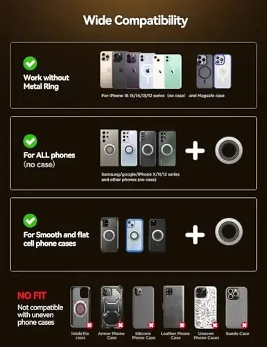 JOYROOM Fits iPhone 16/16 Pro Max MagSafe Car Mount, [All Metal & 360° Adjustment] Magnetic Phone Holder for Car with N55 Strong Magnets, Car Mount for iPhone 16 15 14 13 12 & MagSafe Case, Space Gray - 7