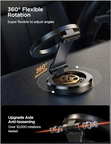 JOYROOM Fits MagSafe Car Mount, [All-Metal] Magnetic Phone Holder for Car with Strong Magnets, 360° Adjustable iPhone Car Mount, Car Accessories for Women Men, for iPhone 17 Pro Max 16 15 14 13 12 - JOYROOM