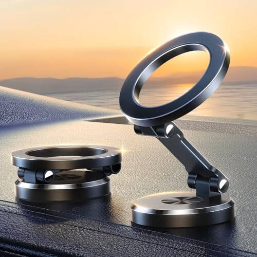 JOYROOM Fits MagSafe Car Mount, [All Metal & 360° Adjustment] Magnetic Phone Holder for Car with N55 Strong Magnets, Car Mount for iPhone 15 14 13 12 & MagSafe Case & All Phone - 6