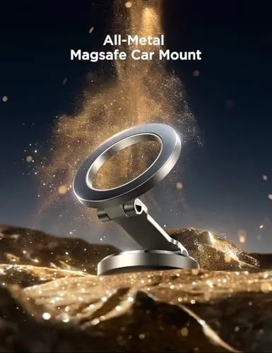 JOYROOM for Magsafe Car Mount, All-Metal Magnetic Phone Holder for Car, Strong Magnets iPhone Car Mount Hands Free Phone Holders for Your Car Dash Fits iPhone & MagSafe Case - 2