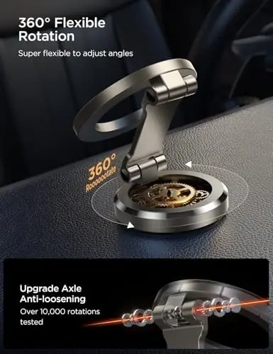 JOYROOM for Magsafe Car Mount, All-Metal Magnetic Phone Holder for Car, Strong Magnets iPhone Car Mount Hands Free Phone Holders for Your Car Dash Fits iPhone & MagSafe Case - 3