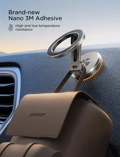JOYROOM for Magsafe Car Mount, All-Metal Magnetic Phone Holder for Car, Strong Magnets iPhone Car Mount Hands Free Phone Holders for Your Car Dash Fits iPhone & MagSafe Case - 6
