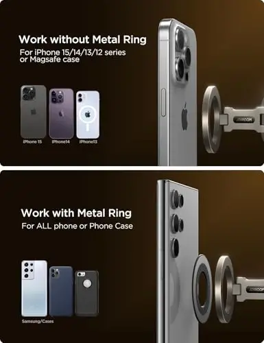 JOYROOM Magsafe uchun avtomobil ushlagichi, avtomobil uchun toʻliq metall magnitli telefon ushlagichi, kuchli magnitli iPhone avtomobil ushlagichi, avtomobil paneli uchun qoʻllarsiz telefon ushlagichlari iPhone va Magsafe gʻiloflariga mos keladi - 7