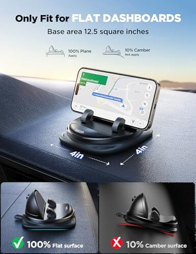 JOYROOM Phone Mount for Car, [Adjustable Spring Design] Dashboard Cell Phone Holder Car, 360° Rotatable Car Phone Holder Mount with Non-slip Silicone, Compatible with iPhone, Samsung, Other Smartphone - 2