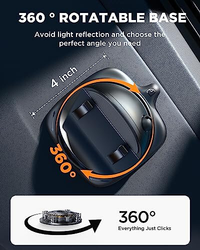 JOYROOM Phone Mount for Car, [Adjustable Spring Design] Dashboard Cell Phone Holder Car, 360° Rotatable Car Phone Holder Mount with Non-slip Silicone, Compatible with iPhone, Samsung, Other Smartphone - 4