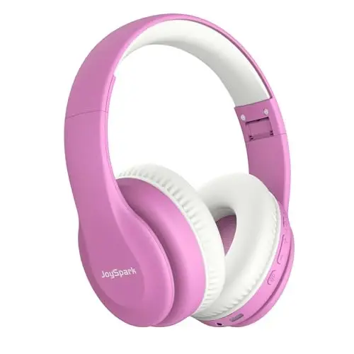 JoySpark Bolalar uchun Bluetooth Quloqchinlari, Bolalar uchun Engil Simsiz Quloqchinlar, 85/94dB Ovoz Cheklovi, 60 soat Davom Etuvchi O'yin Vaqti, Bluetooth 5.3, Quloq Ustiga Taqiladigan Go'dak Quloqchinlari O'rnatilgan Mikrofon bilan - Pushti - JOYSPARK