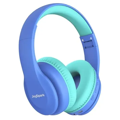 JoySpark Kids Bluetooth Headphones, Lightweight Wireless Headphones for Kids, 85/94dB Volume Limited, 60 Hours Playtime, Bluetooth 5.3, Over-Ear Toddler Headsets with Built-in Mic-Blue - 1