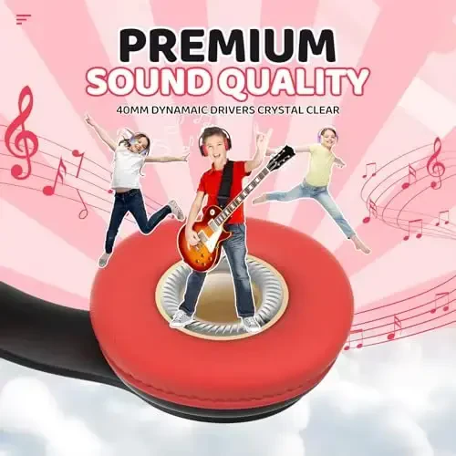 JoySpark Kids Bluetooth Headphones, Lightweight Wireless Headphones for Kids, 85/94dB Volume Limited, 60 Hours Playtime, Bluetooth 5.3, Over-Ear Toddler Headsets with Built-in Mic-Black - 7