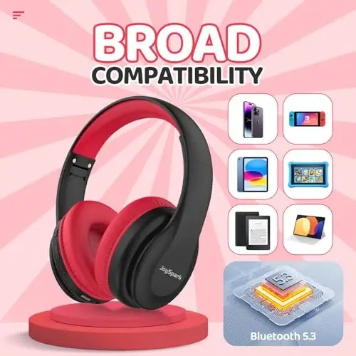 JoySpark Kids Bluetooth Headphones, Lightweight Wireless Headphones for Kids, 85/94dB Volume Limited, 60 Hours Playtime, Bluetooth 5.3, Over-Ear Toddler Headsets with Built-in Mic-Black - 5