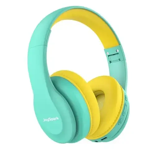 JoySpark Kids Bluetooth quloqchinlari, bolalar uchun engil simsiz quloqchinlar, 85/94dB ovoz balandligi cheklangan, 60 soat ijro etish vaqti, Bluetooth 5.3, o'rnatilgan mikrofonli quloqchinlar-yashil - JOYSPARK