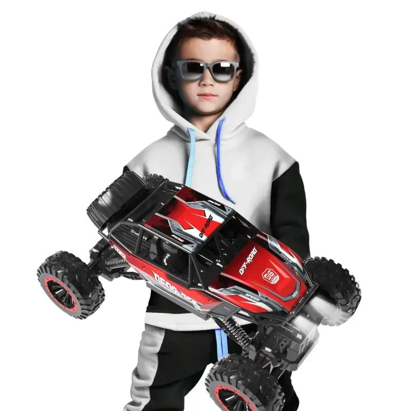 JoyStone 1: 12 RC Cars 4WD Off-Road 2.4Ghz RC Monster Truck with Metal Shell and Light, Remote Control Car Crawler for Adult and Kid, 2 Batteries, Red - JOYSTONE