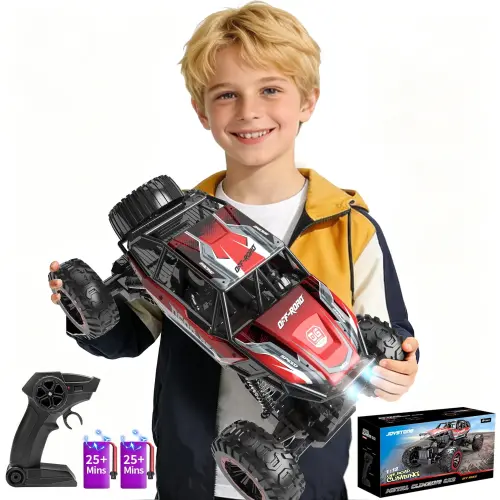 JoyStone 1: 12 RC Cars 4WD Off-Road 2.4Ghz RC Monster Truck with Metal Shell and Light, Remote Control Car Crawler for Adult and Kid, 2 Batteries, Red - 3