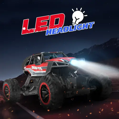JoyStone 1: 12 RC Cars 4WD Off-Road 2.4Ghz RC Monster Truck with Metal Shell and Light, Remote Control Car Crawler for Adult and Kid, 2 Batteries, Red - 9