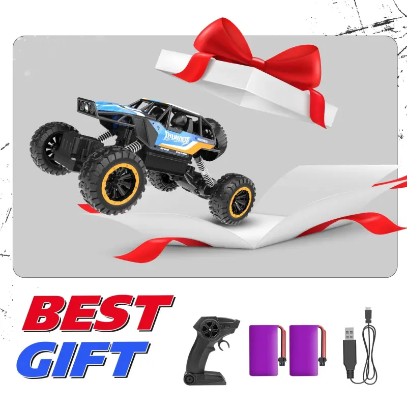 JoyStone 1: 12 RC Cars 4WD Off-Road 2.4Ghz RC Monster Truck with Metal Shell and Light, Remote Control Car Crawler for Adult and Kid, 2 Batteries, Dark Blue-DARKBLUE - 9