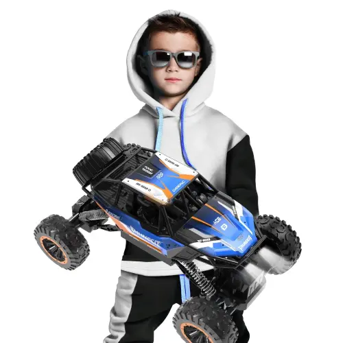 JoyStone 1: 12 RC Cars 4WD Off-Road 2.4Ghz RC Monster Truck with Metal Shell and Light, Remote Control Car Crawler for Adult and Kid, 2 Batteries, Dark Blue-DARKBLUE - 10
