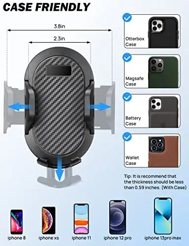 JOYTUTUS Cup Holder Phone Mount for Car, Cellphone Holder for Car, Large Car Cup Holder Adapter Long Arm with 360 Degree Rotation, Compatible with iPhone, Samsung,Black,2 Pack - 5